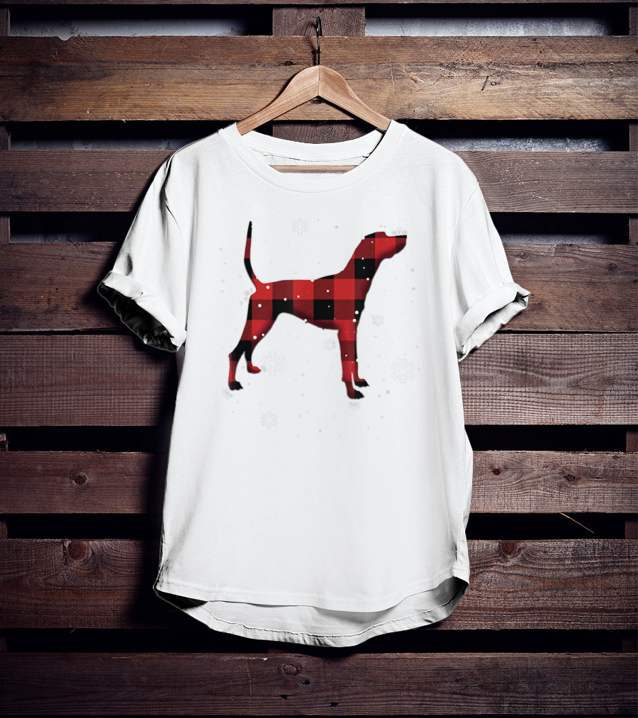 Plott Hound Dog Plaid Snowflakes T-Shirt