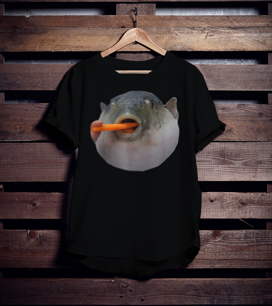 Pufferfish Eating A Carrot Funny Blowfish Dank Meme T-Shirt