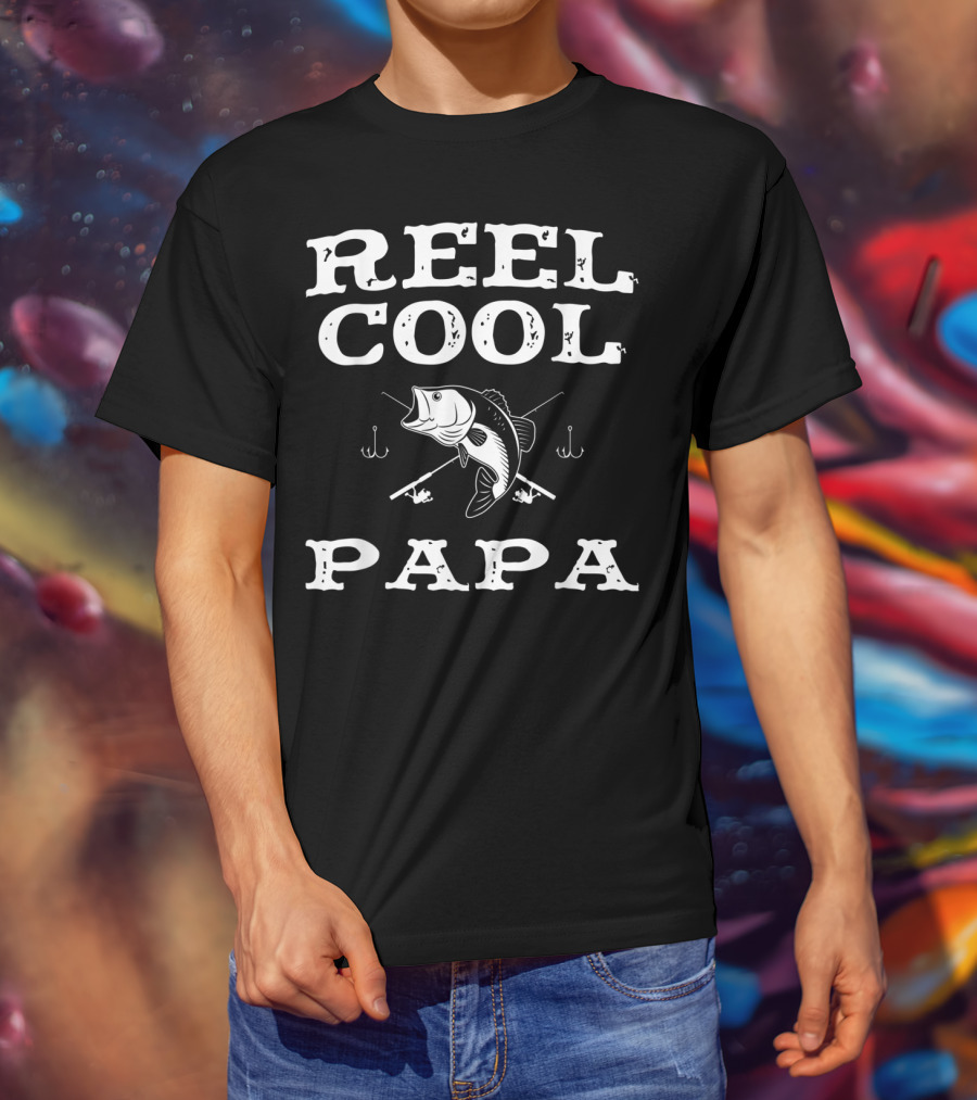 Reel Cool Papa Fishing Bass Rods Hooks T-Shirt