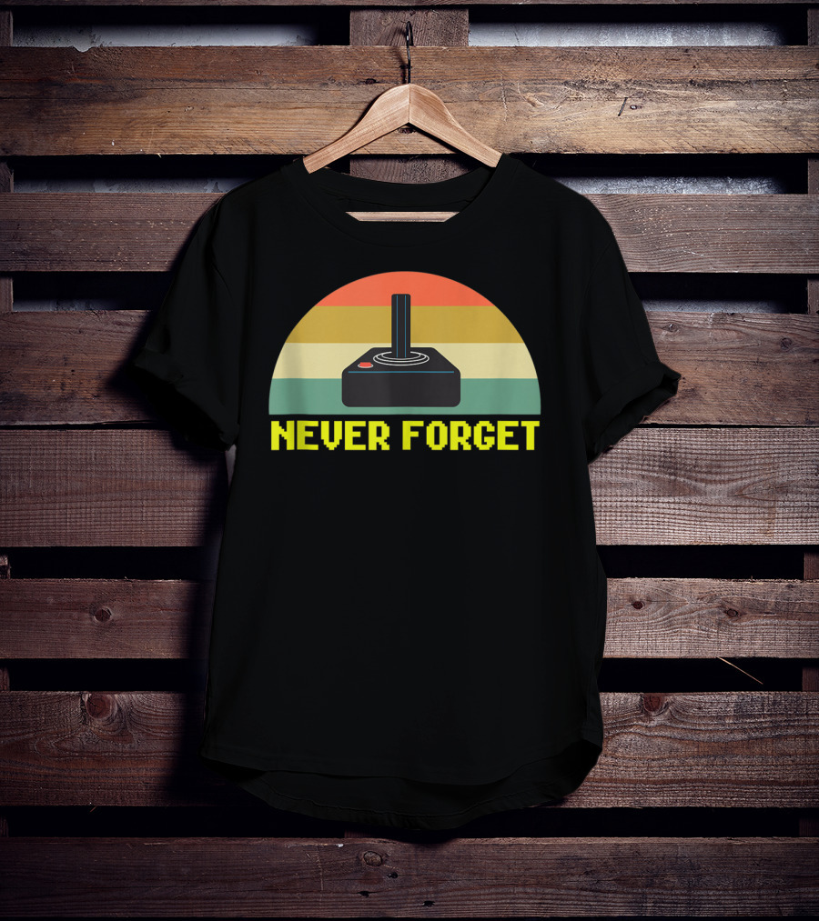 Never Forget Retro 80S Joystick Video Game Controller Pixel T-Shirt