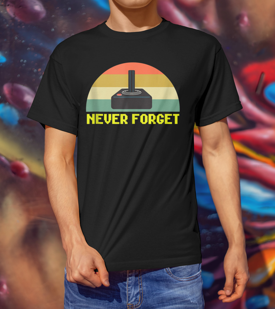 Never Forget Retro 80S Joystick Video Game Controller Pixel T-Shirt