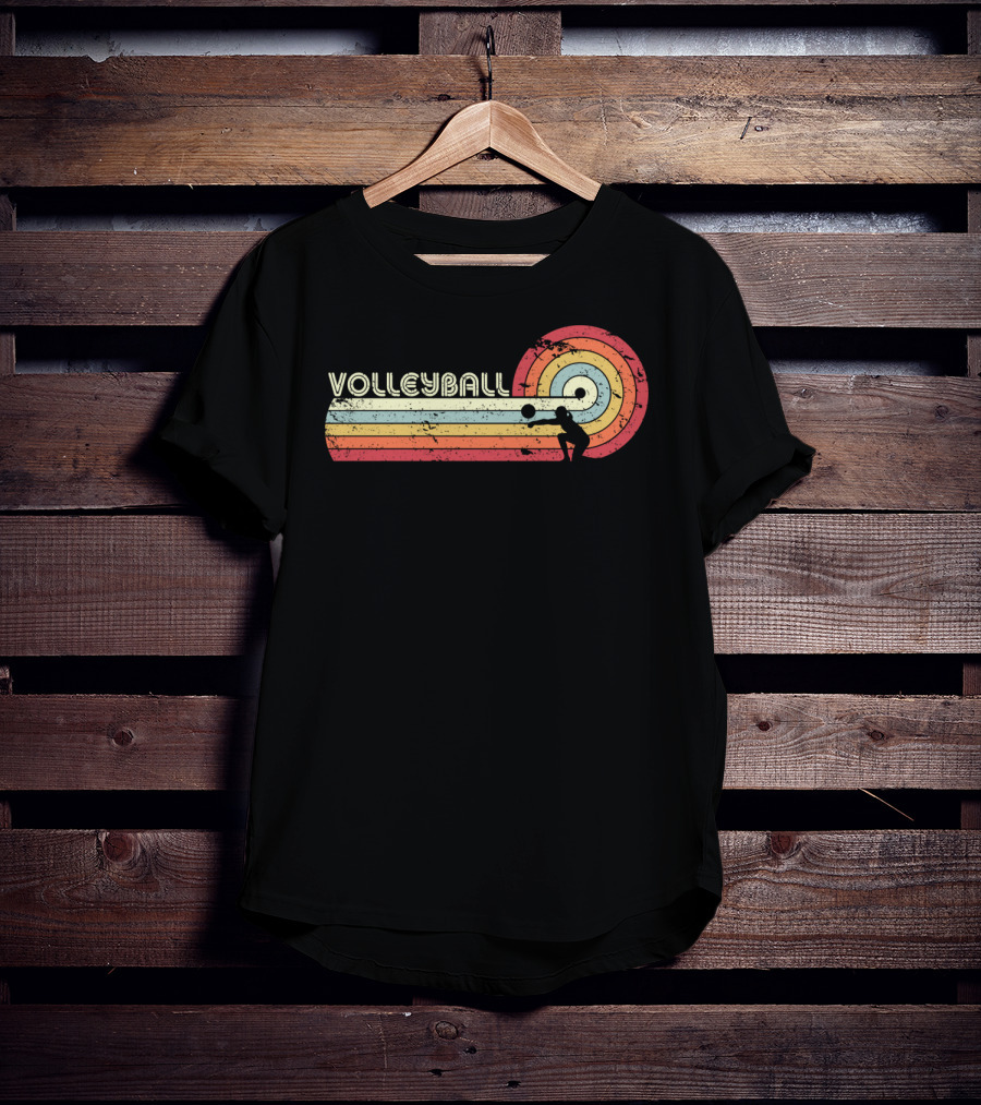 Volleyball Retro Striped Circle T-Shirt