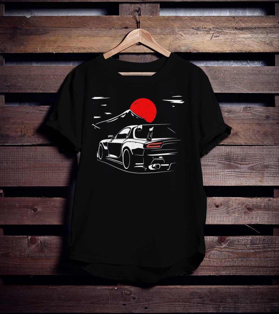 Rotary Engine JDM RX Car Meet Tuning Night Mountain Scene T-Shirt