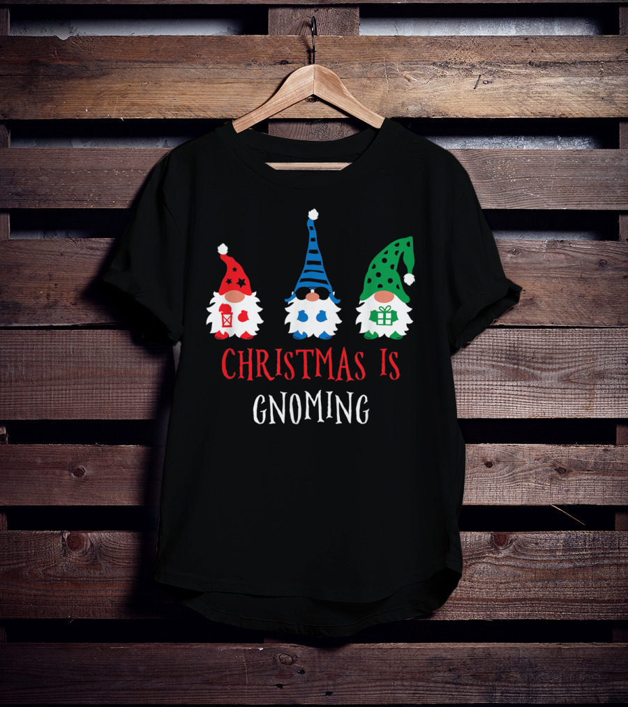 Christmas Is Gnoming Santa Claus Garden Gnome T-Shirt