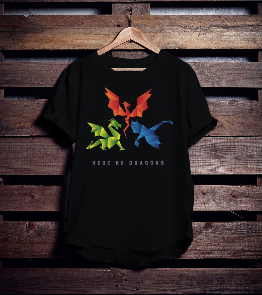 Here Be Dragons Scp1762 Origami T-Shirt