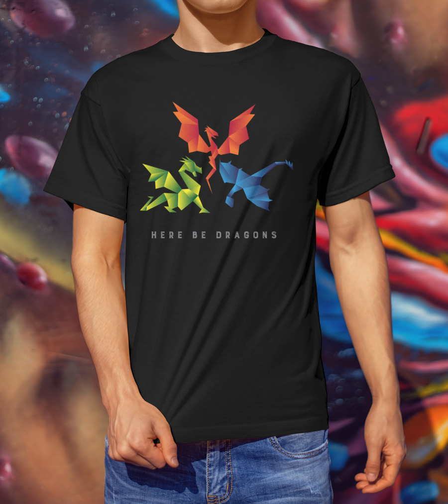 Here Be Dragons Scp1762 Origami T-Shirt