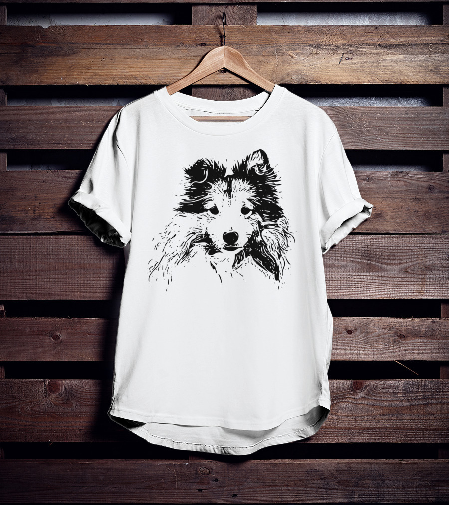 Shetland Sheepdog Outline Sketch T-Shirt