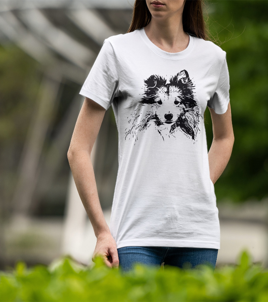 Shetland Sheepdog Outline Sketch T-Shirt