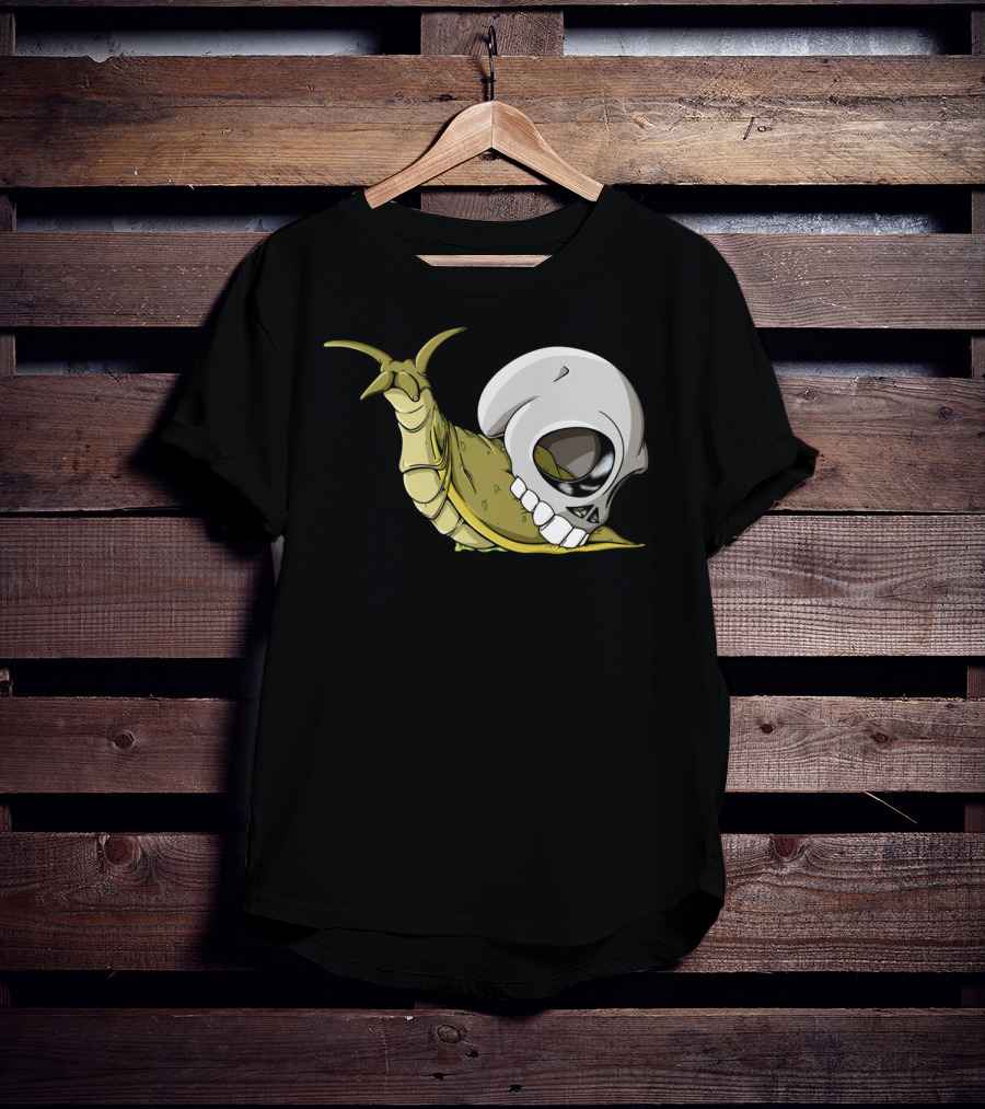 Skullug Funny Mix Skull With Slug Shell T-Shirt