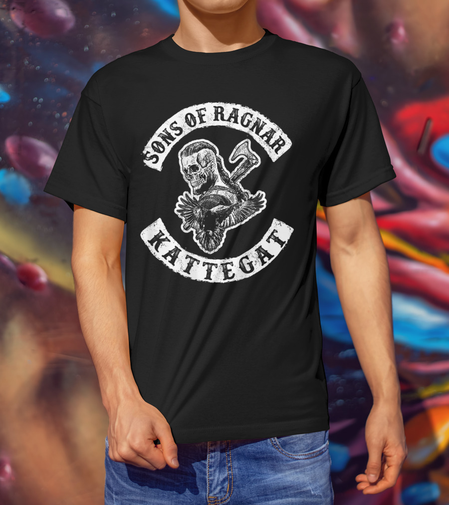 Sons Of Ragnar Kattegat Viking Skull And Axe With Raven T-Shirt