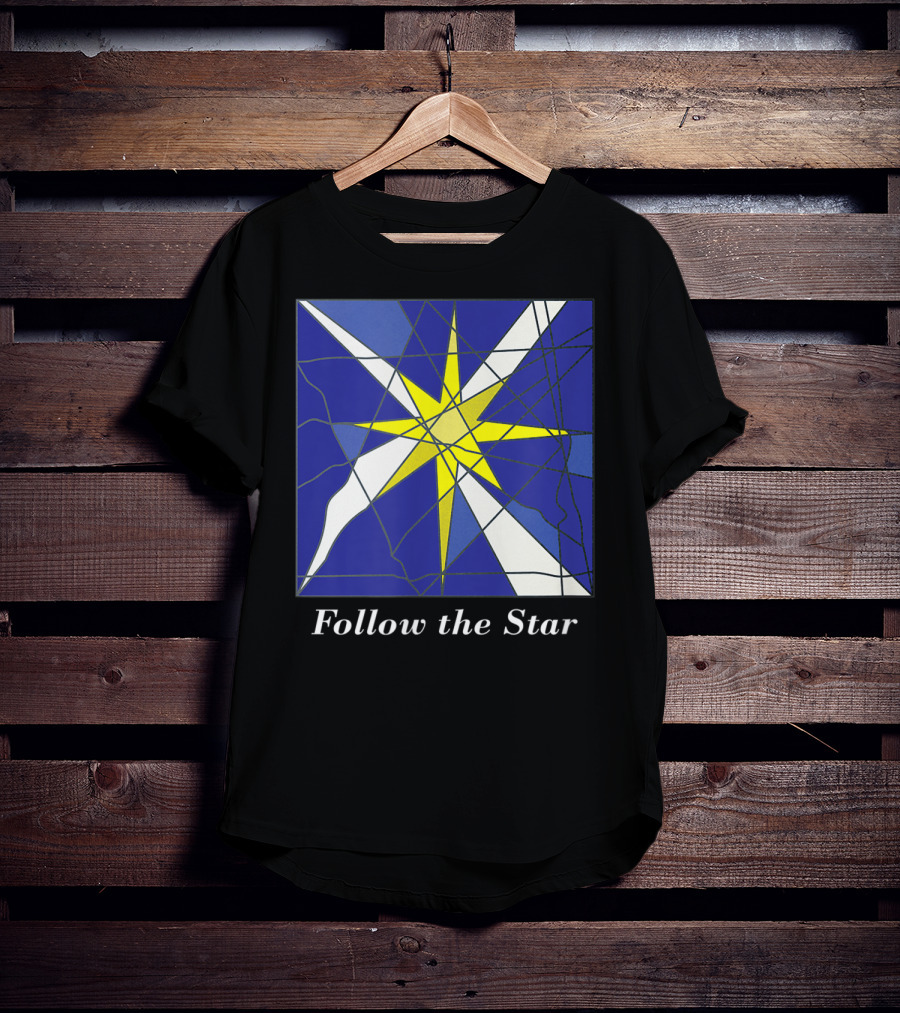 Follow The Star Stained Glass Style Star Of Bethlehem T-Shirt