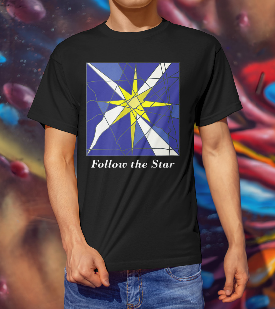 Follow The Star Stained Glass Style Star Of Bethlehem T-Shirt