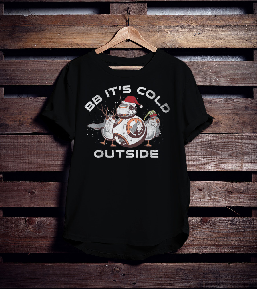 BB It's Cold Outside Star Wars BB-8 Porg Santa Hat T-Shirt