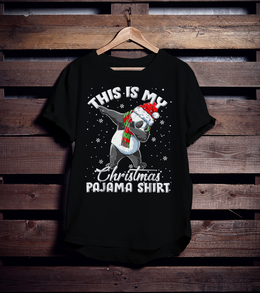 This Is My Christmas Pajama Shirt Dabbing Panda T-Shirt