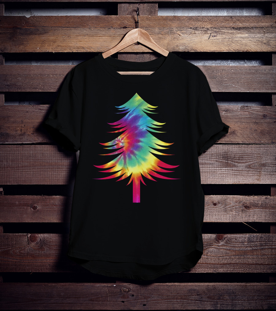 Tie Dye Christmas Tree Colorful Tye Dye Rainbow Effect T-Shirt
