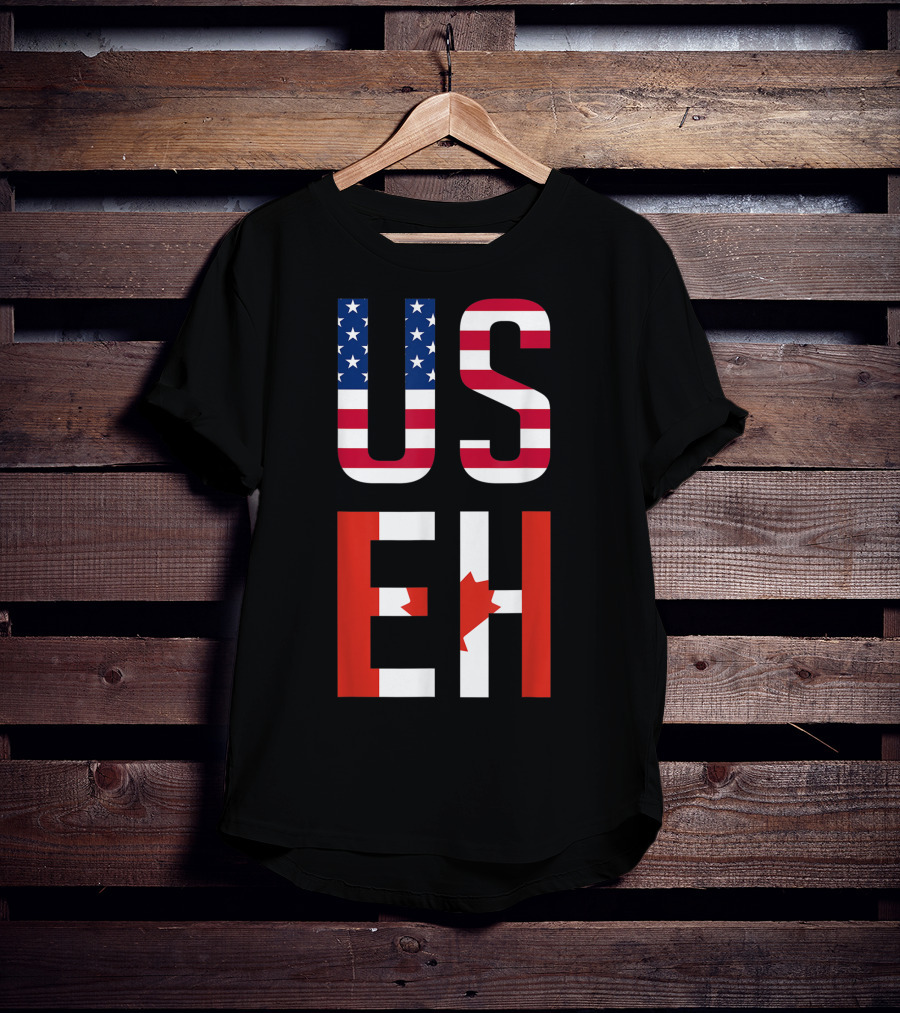 US Eh American Canadian Flag Contrast T-Shirt