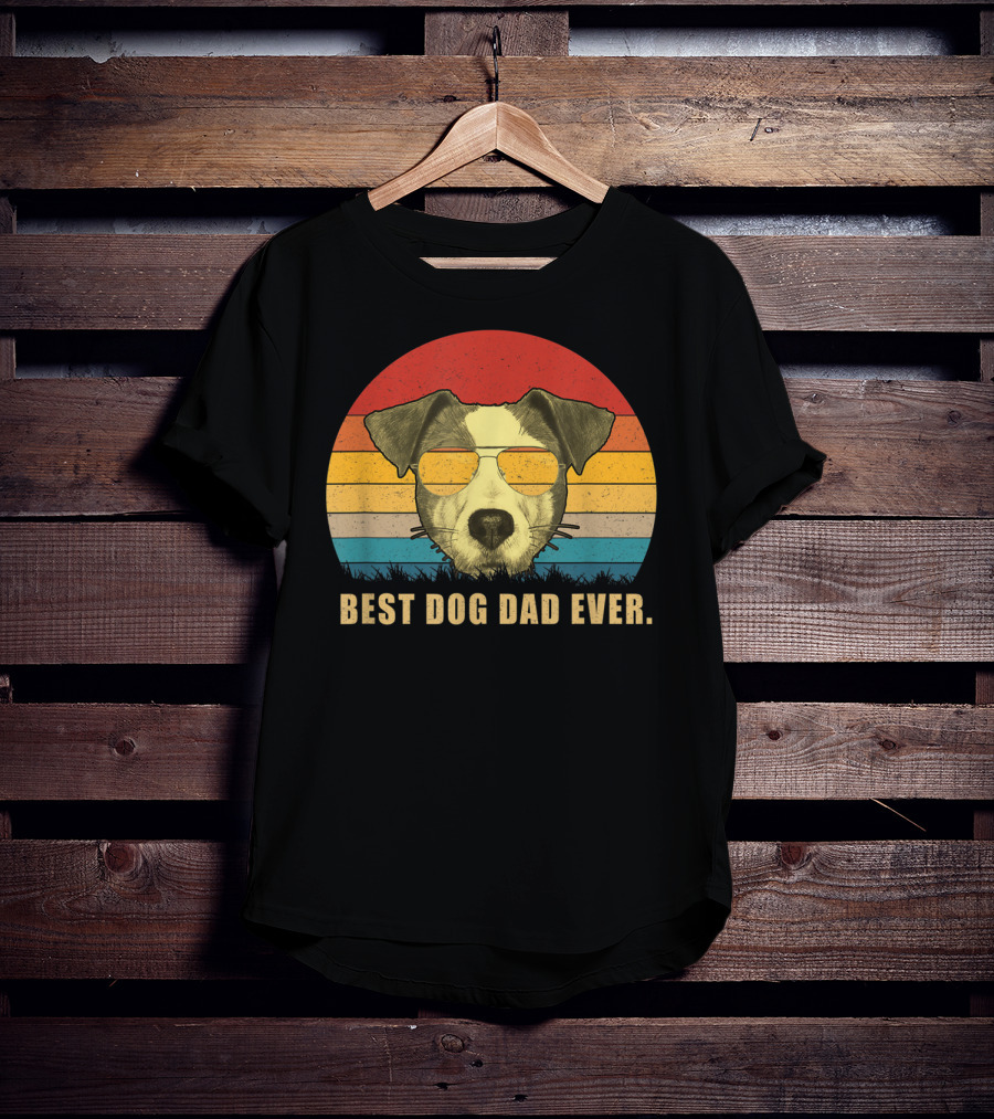 Vintage Jack Russell Terrier Best Dog Dad Ever Retro Sunglasses T-Shirt