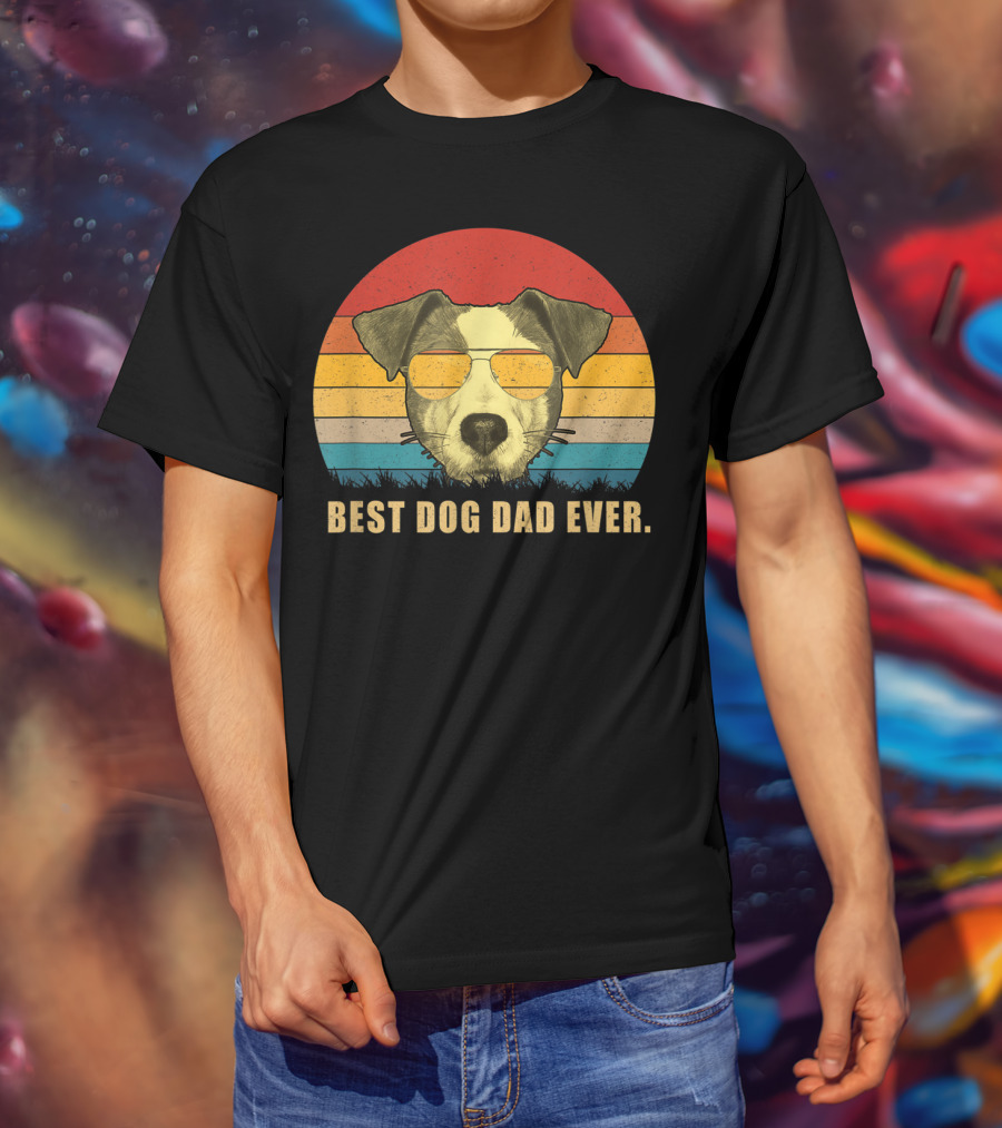 Vintage Jack Russell Terrier Best Dog Dad Ever Retro Sunglasses T-Shirt