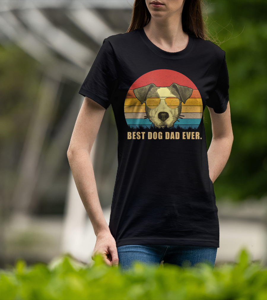 Vintage Jack Russell Terrier Best Dog Dad Ever Retro Sunglasses T-Shirt