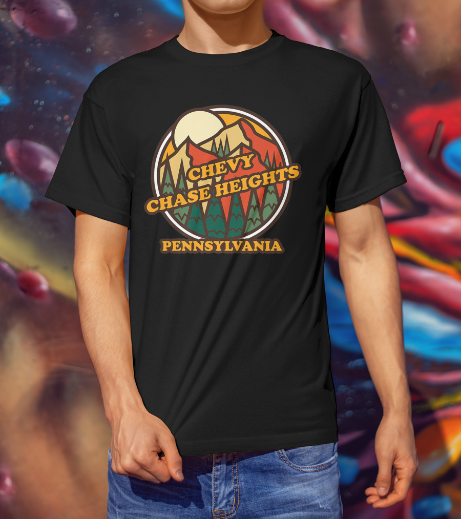 Chevy Chase Heights Pennsylvania Vintage Forest Mountain Sunset T-Shirt