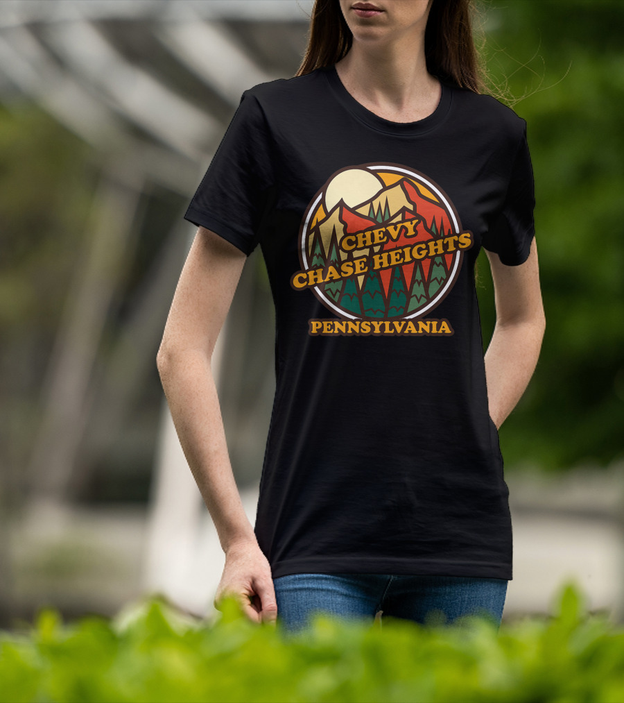 Chevy Chase Heights Pennsylvania Vintage Forest Mountain Sunset T-Shirt