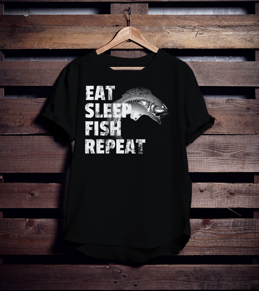 Eat Sleep Fish Repeat Vintage Fishing Lover Outdoors Enthusiast T-Shirt