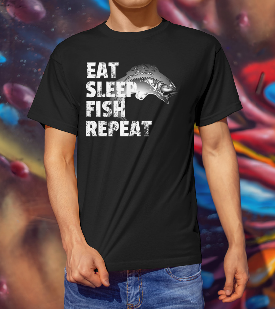 Eat Sleep Fish Repeat Vintage Fishing Lover Outdoors Enthusiast T-Shirt