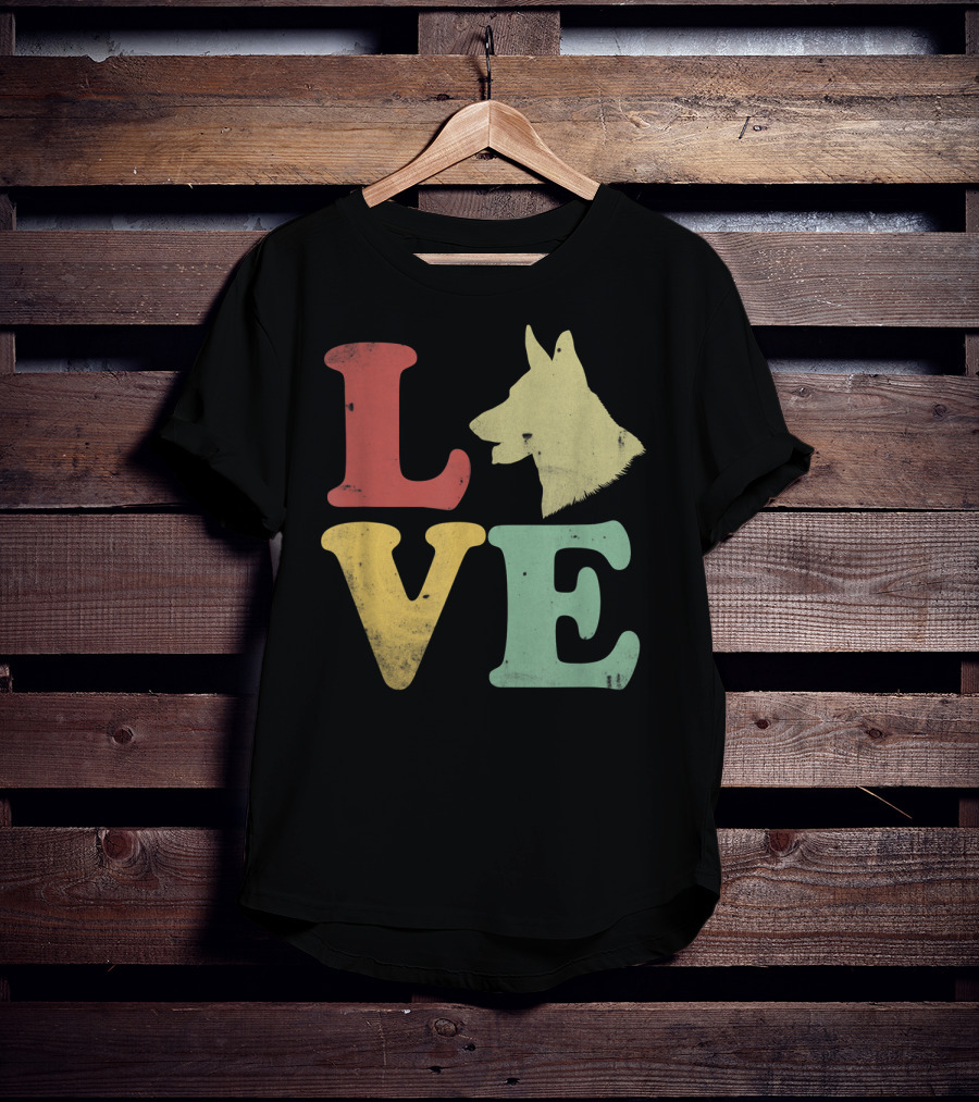 Vintage I Love My German Shepherd Beagle Love Dog T-Shirt