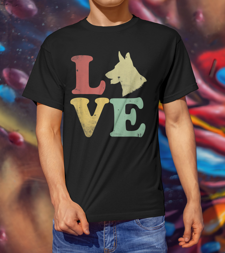 Vintage I Love My German Shepherd Beagle Love Dog T-Shirt