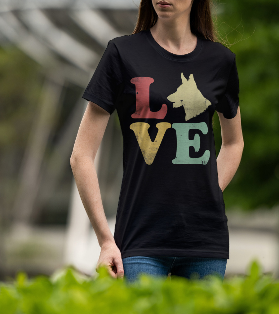 Vintage I Love My German Shepherd Beagle Love Dog T-Shirt