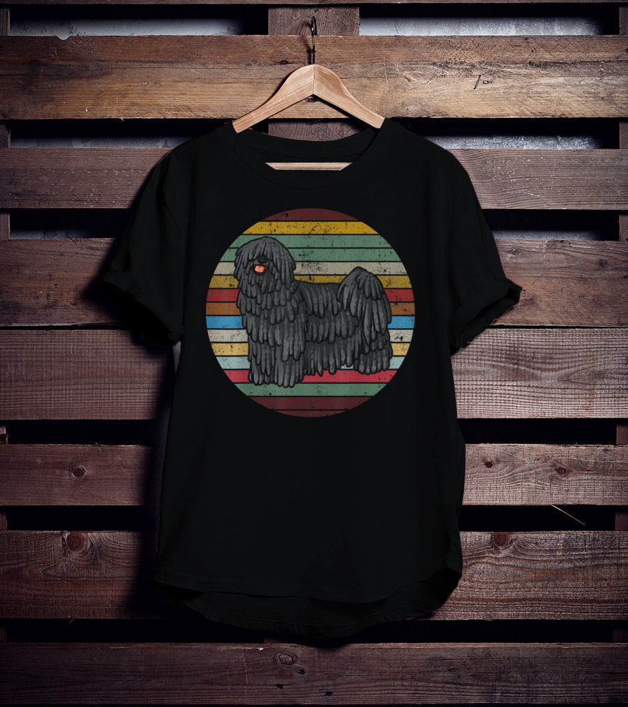 Vintage Puli Dog Retro Stripes Lovers T-Shirt