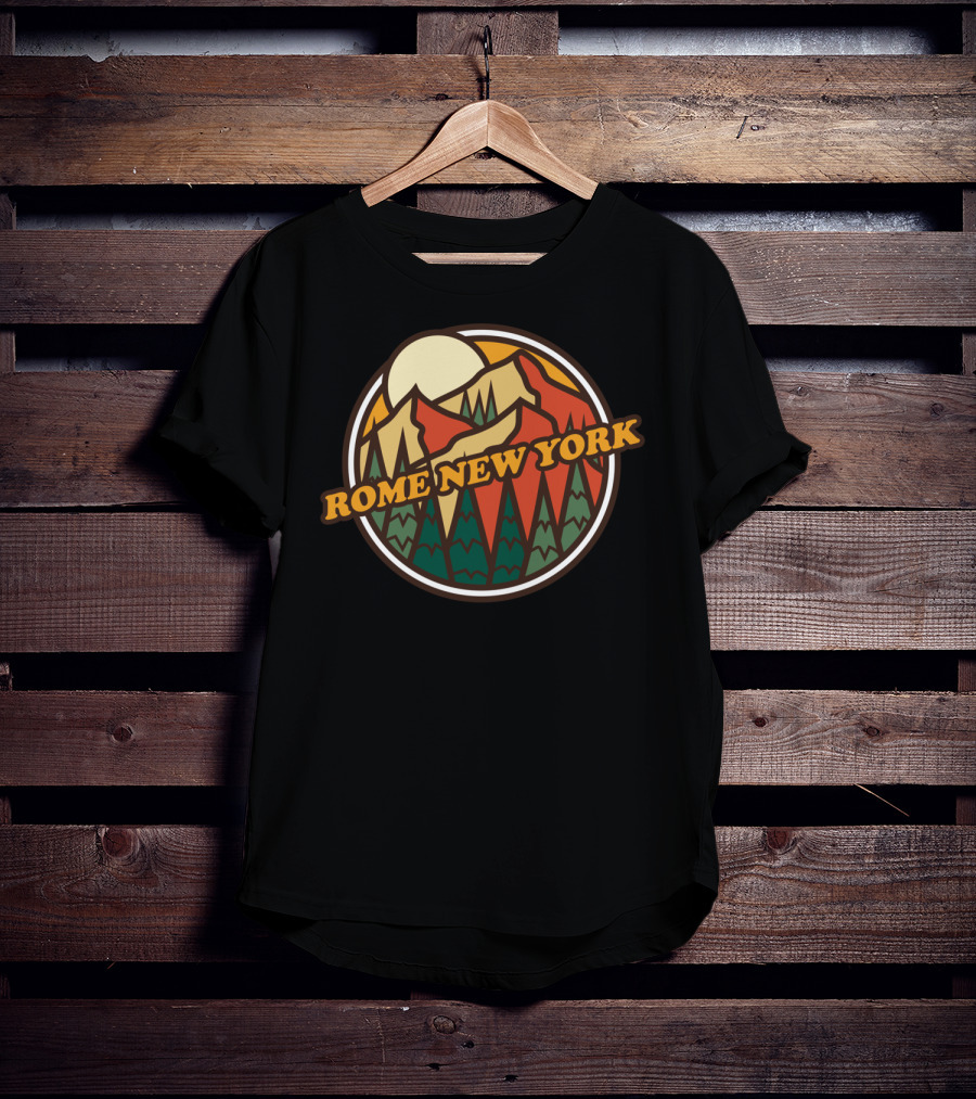 Rome New York Hiking Vintage Mountain Landscape T-Shirt