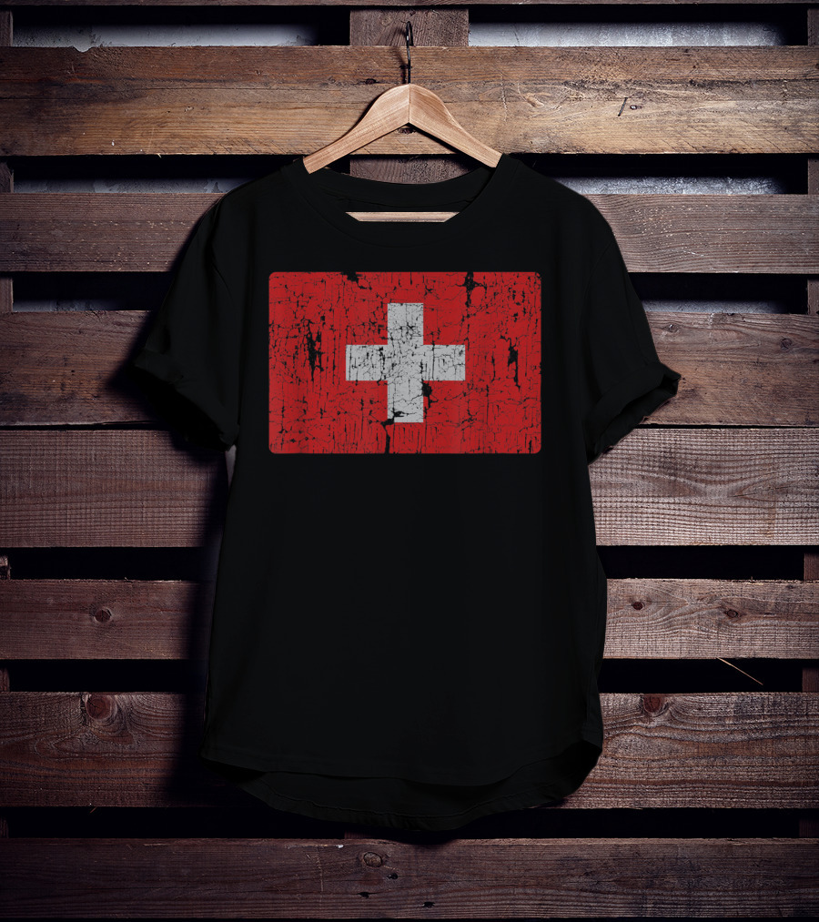 Distressed Vintage Swiss Flag T-Shirt