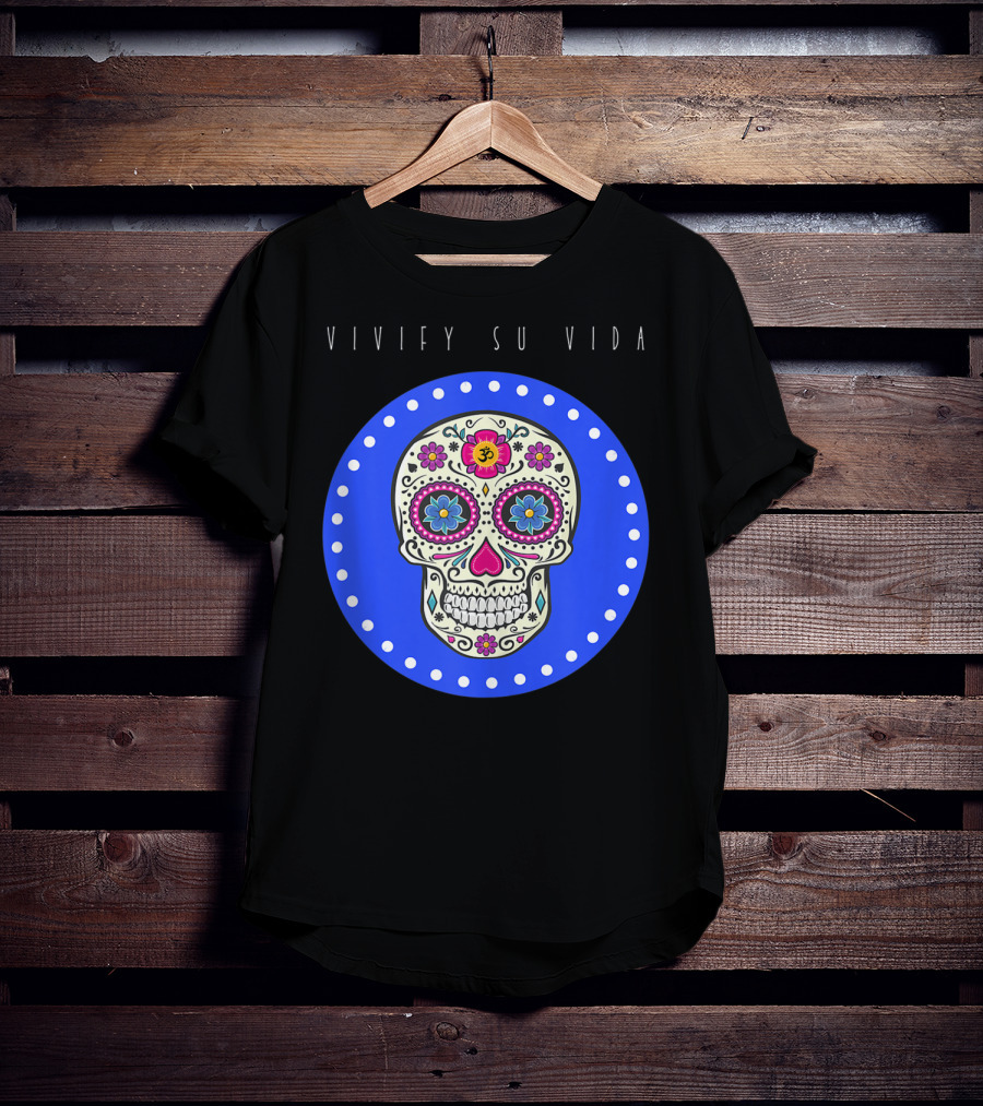 Vivify Su Vida Sugar Skull Blue Circle T-Shirt