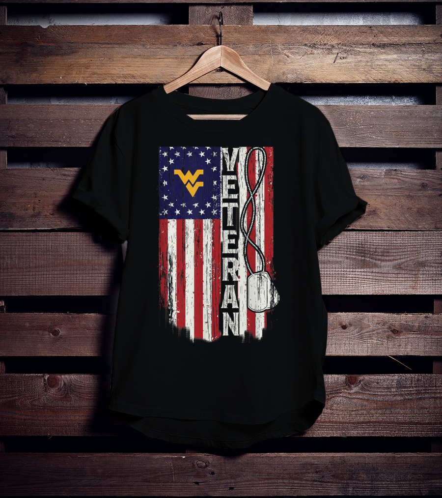 West Virginia Mountaineers Veteran American Flag T-Shirt