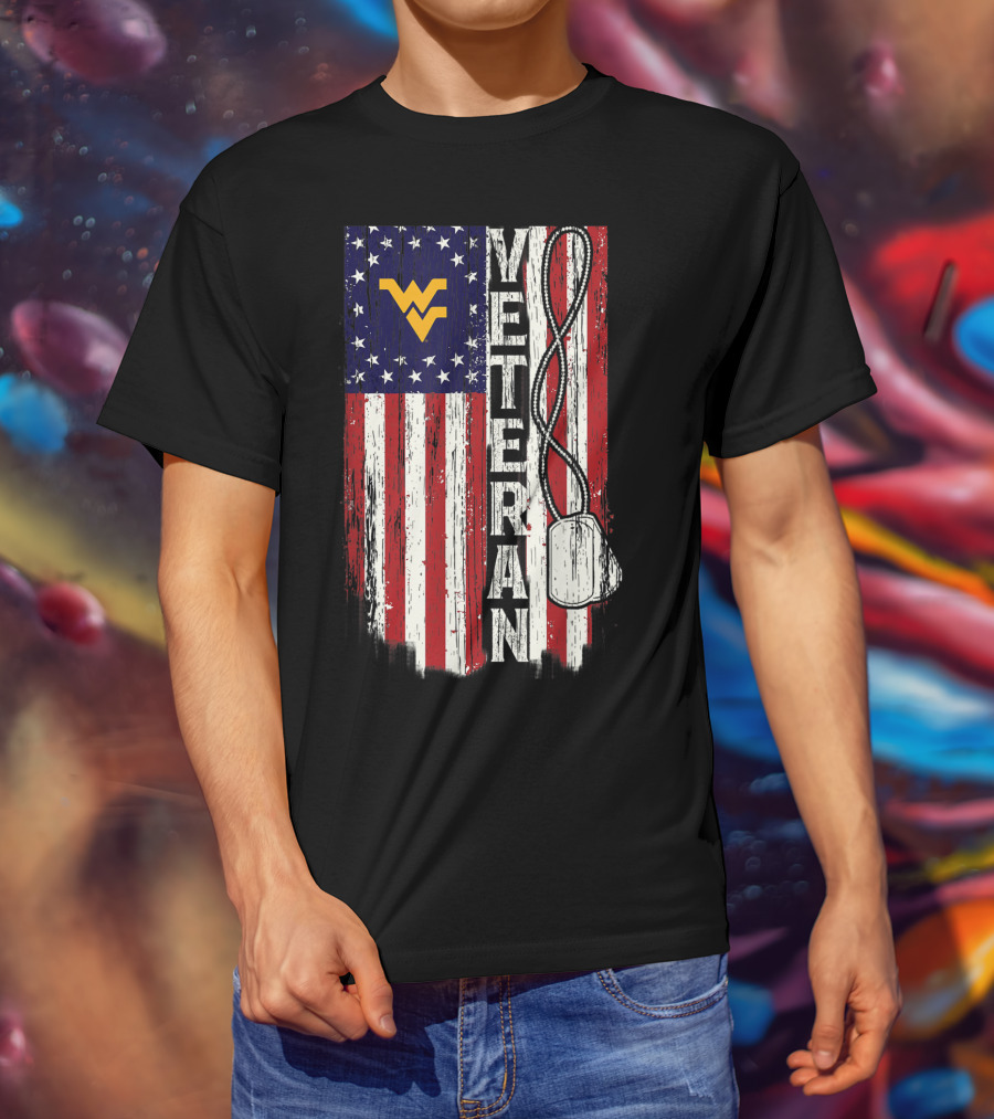 West Virginia Mountaineers Veteran American Flag T-Shirt