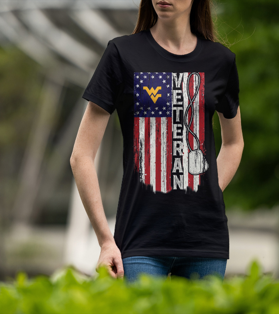 West Virginia Mountaineers Veteran American Flag T-Shirt