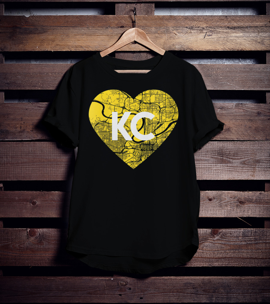 I Love Kansas City Football KC Heart Map T-Shirt