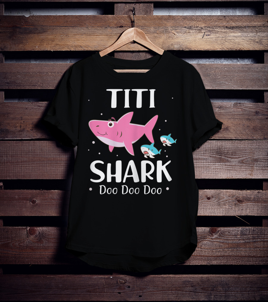 Titi Shark Doo Doo Doo Cute Cartoon Pink And Blue Sharks T-Shirt