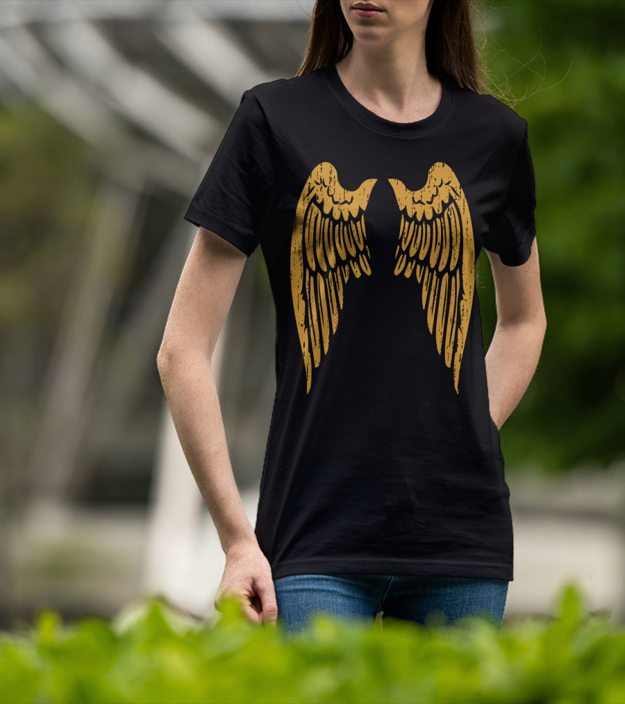 Gold Angel Wings Back T-Shirt