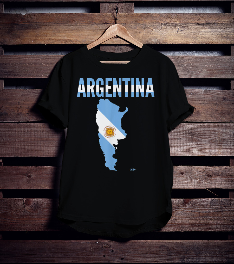 ARGENTINA Map Country Flag Sun Emblem T-Shirt