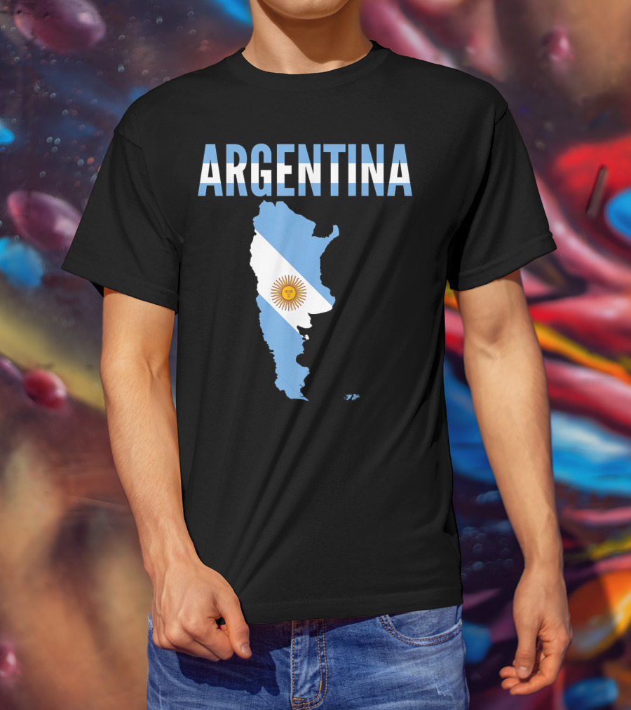 ARGENTINA Map Country Flag Sun Emblem T-Shirt