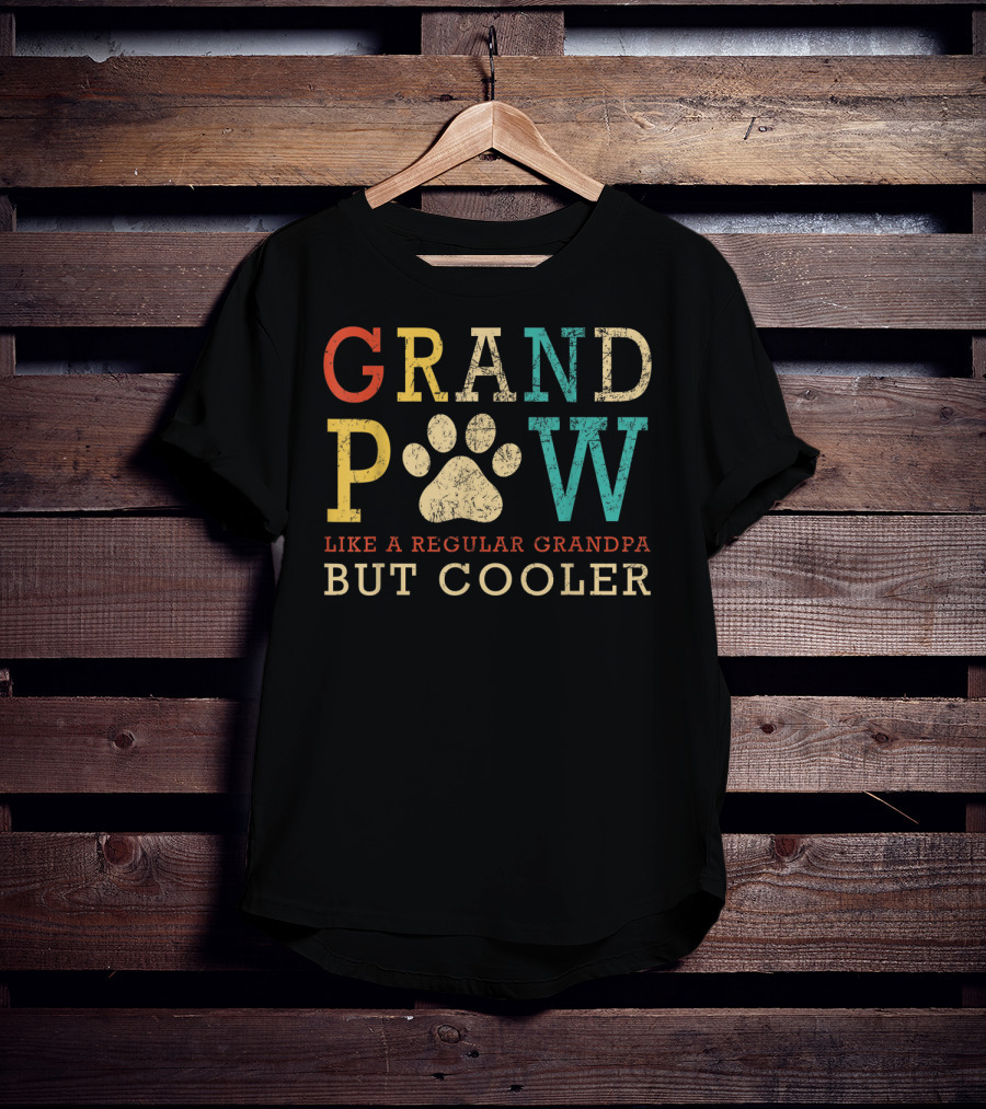 Funny Grand Paw Like Regular Grandpa But Cooler Vintage Dogs T-Shirt