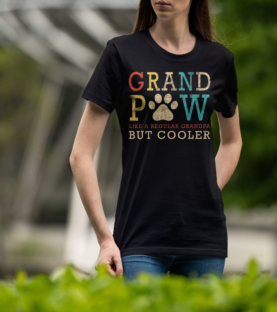 Funny Grand Paw Like Regular Grandpa But Cooler Vintage Dogs T-Shirt