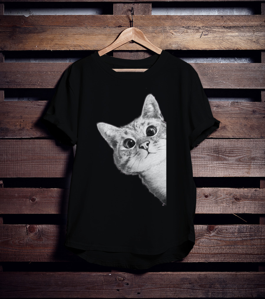 Funny Ninja Cat Meme Peekaboo T-Shirt
