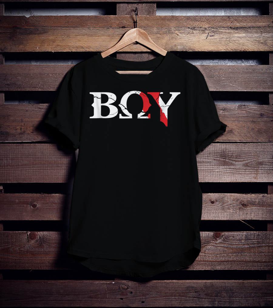Boy Grunge Video Game God Title With Kratos Symbolic T-Shirt