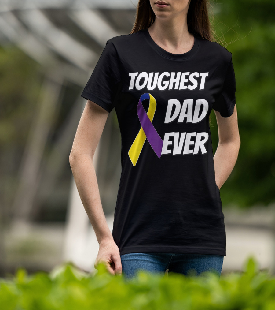 Toughest Dad Ever Bladder Cancer Yellow Ribbon Awareness T-Shirt