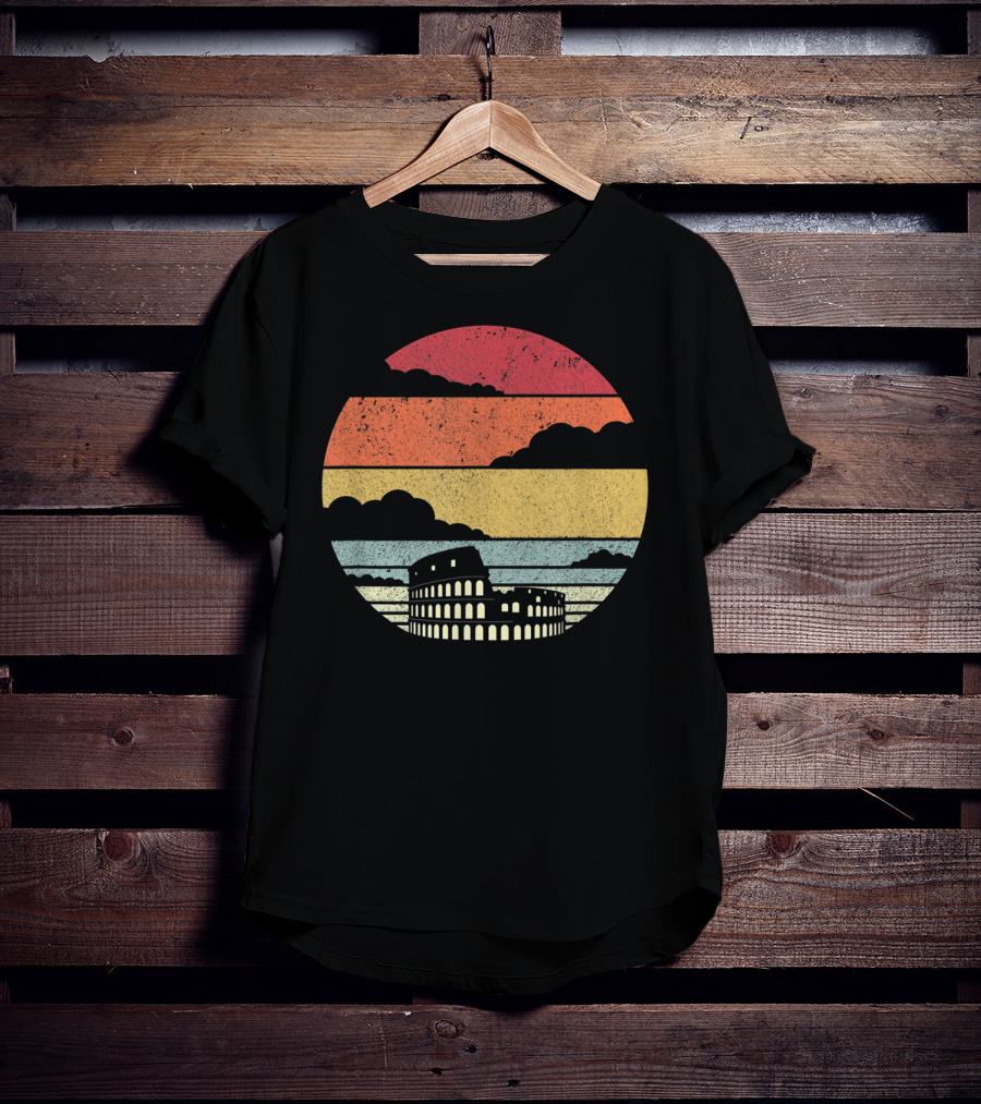 Colosseum Rome Italy Vintage Sunset Stripes T-Shirt