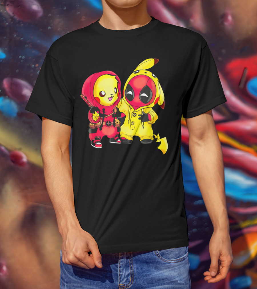 Cute Pikapool Pikachu Deadpool Mashup Hoodie Characters T-Shirt