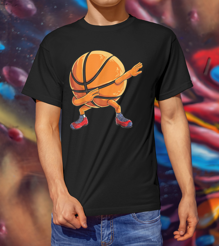 Basketball Ball Kids Boys Dab Dance With Sneakers T-Shirt